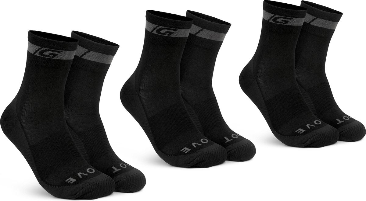Gripgrab - mérinos coupe régulière 3pack chaussettes de cyclisme 3 paires de chaussettes de cyclisme - noir - unisexe - taille m (41-44)
