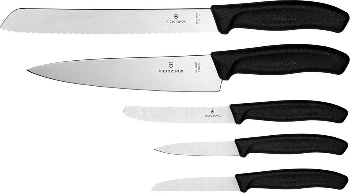 Ensemble de couteaux de cuisine Victorinox - 5 pièces - lame en acier inoxydable - manche en plastique