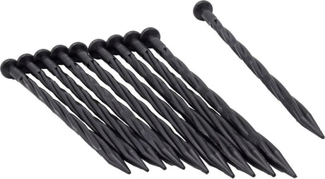 Nature - piquets de terre (10 pcs.) - h20cm - noir - pour bordures en rouleau