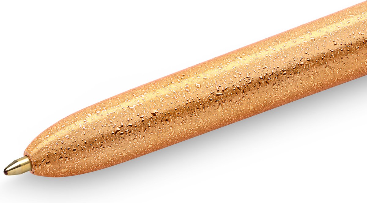 Stylo bille Bic 4 couleurs - corps doré motif glacé - paquet de 1 pièce - pointe moyenne 1 mm