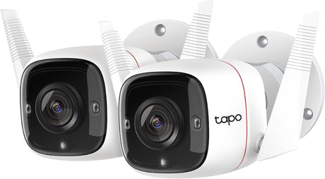 Caméra de sécurité extérieure Tp-link tapo c310 - 2k - vision nocturne starlight sécurité à domicile wi-fi - blanc - paquet de 2