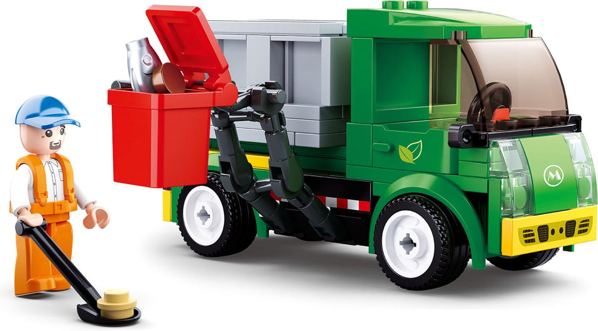 Jouets de construction de camion à ordures de ville de Sluban pour les enfants à partir de 6 ans - construction de modèles de jouets de construction - boîte de construction avec 118 blocs de construction - m38-b0781b