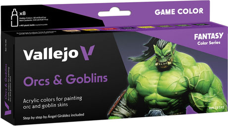 Vallejo hobby paint peinture acrylique - 72192 orcs - gobelins - fantasy et wargames - couleur de jeu - set acrylique - 8x set de peinture - 8x 18 ml