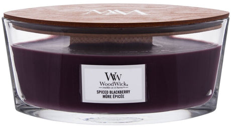 Bougie parfumée Woodwick Heartwick Flame Ellipse - Mûre épicée - 50 heures de combustion