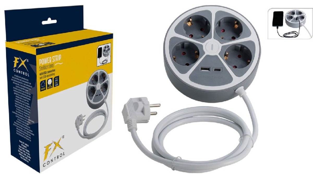 No brand multiprise ronde 4 prises gris