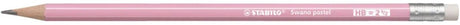 Crayon pastel Stabilo Swano, hb, avec gomme, rose 12 pièces