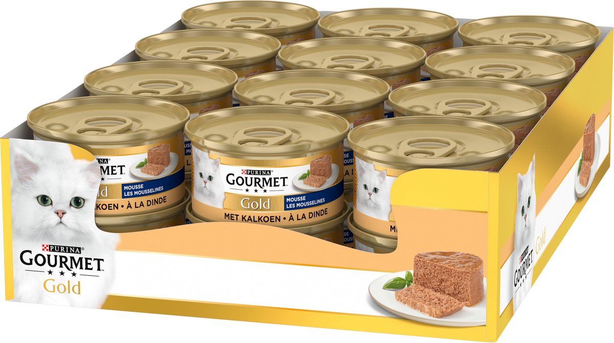 Mousse dorée gourmande - 24 x 85 g - dinde - nourriture humide pour chats