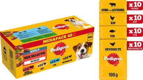 Nourriture pour chiens Pedigree - sélection de mélanges en gelée - sachets repas - 40 x 100 g
