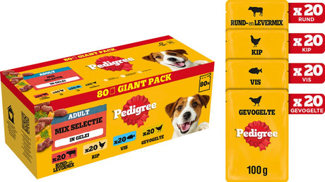 Nourriture pour chiens Pedigree - sélection de mélanges en gelée - sachets repas - 80x100g