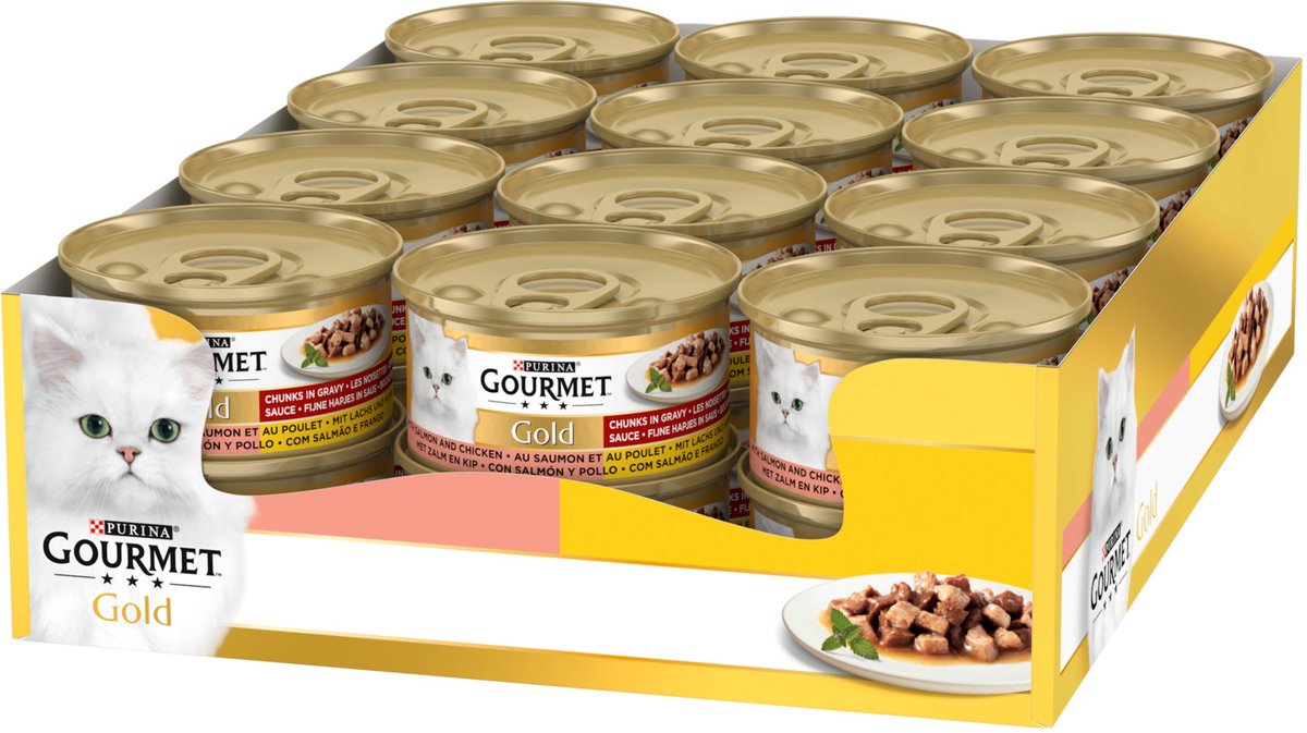 Gourmet gold fine snacks - nourriture humide pour chats - poulet au saumon - 24 x 85 g