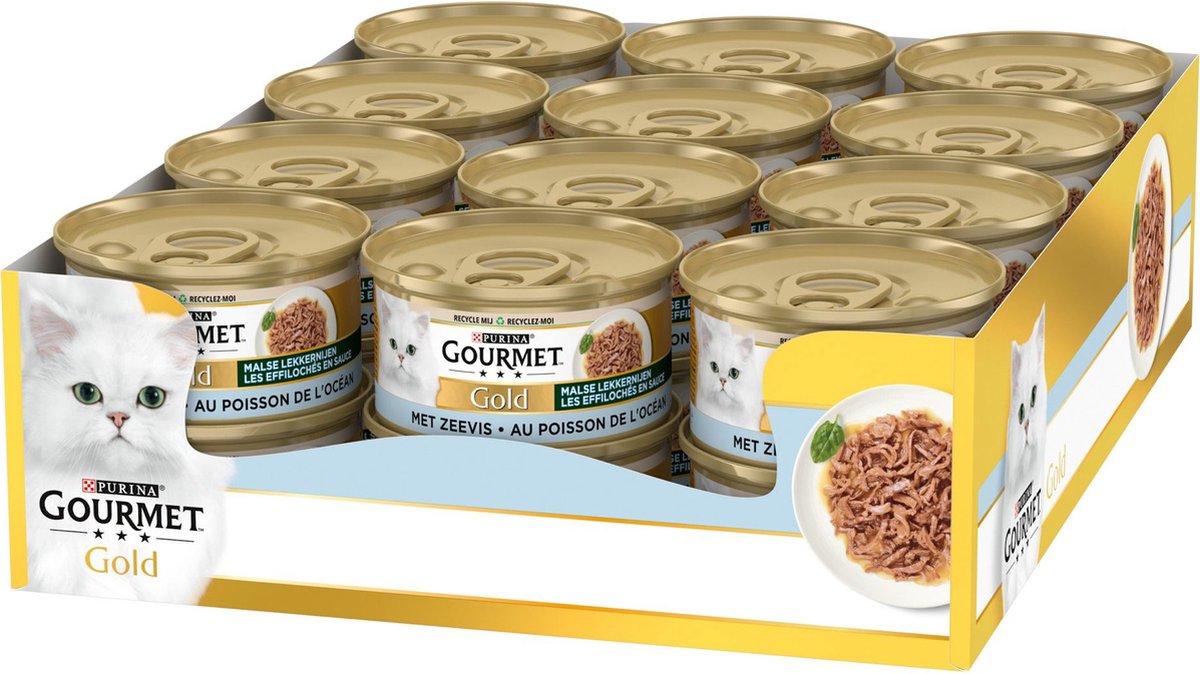 Friandises tendres Gourmet Gold - 24 x 85 g - poisson de mer - nourriture humide pour chats