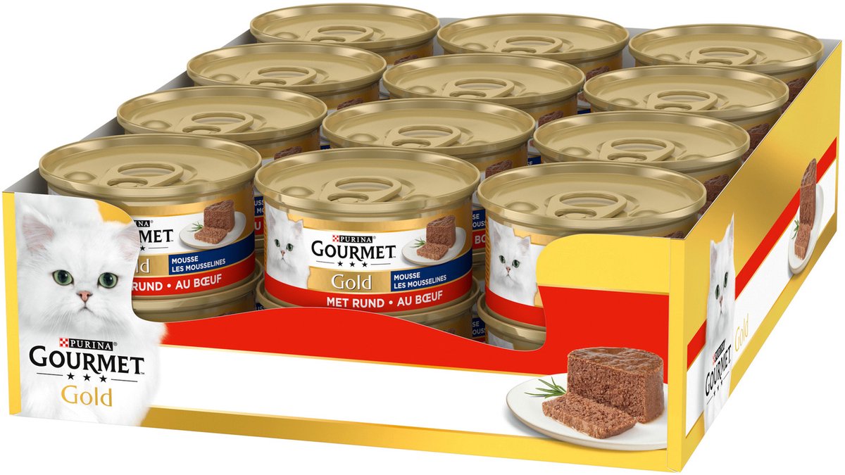 Mousse d'or gourmande - nourriture humide pour chat - boeuf - 24 x 85 g