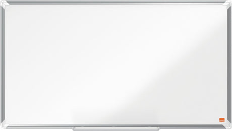 Tableau blanc magnétique grand écran Nobo premium plus en acier - avec plumier - avec marqueur pour tableau blanc - 890x500mm