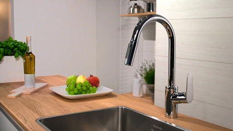 Hansgrohe focus m41 - mitigeur de cuisine - commande à levier unique - 240 mm - douchette extractible - acier inoxydable - 2 types de jet