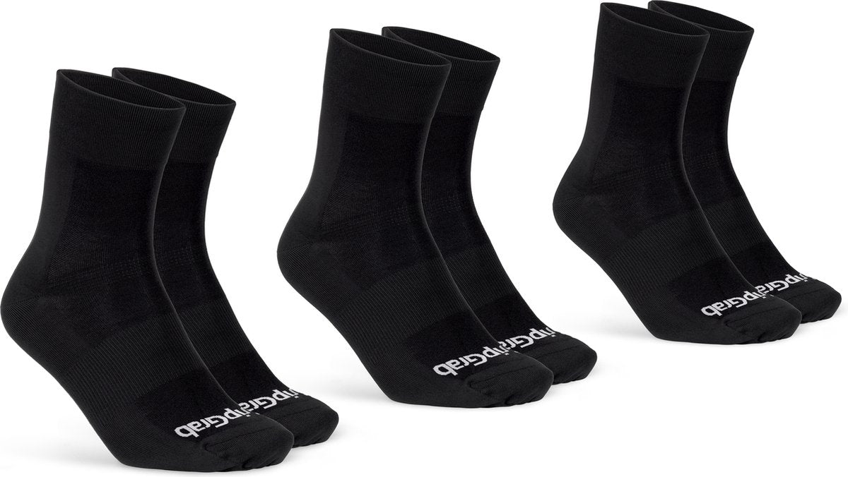 Gripgrab - lightweight sl 3pack performance zomer fietssokken 3 paar coolmax wielersport sokken regular cut - zwart - unisex - maat m (41-44)