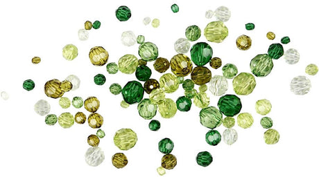 Perles à facettes Creativ Company, taille 4-12 mm, diamètre du trou 1-2,5 mm, env. 860 pièces, paillettes vertes, 250 g 1 boîte