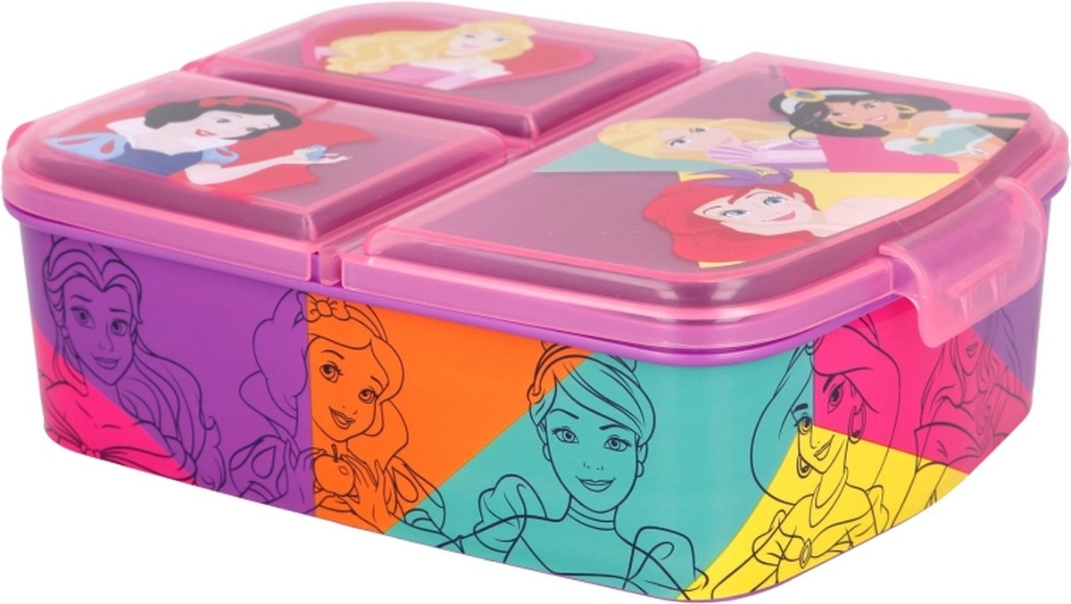 Boîte à pain princesses Disney 3 compartiments -18x13 cm - boîte à pain - boîte à lunch