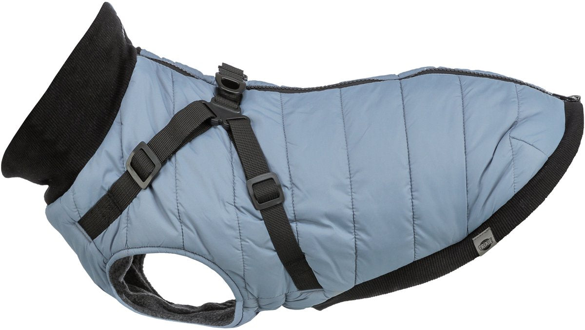 Trixie manteau pour chien pontis - doublure polaire, harnais intégré, 24 cm - bleu-gris