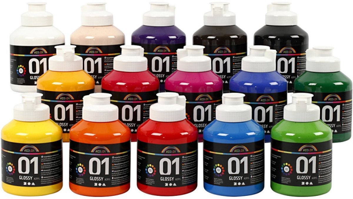 Creativ Company Aceyrlverf Couleur brillante semi-transparente, 15x500ml