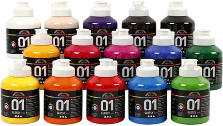 Creativ Company Aceyrlverf Couleur brillante semi-transparente, 15x500ml