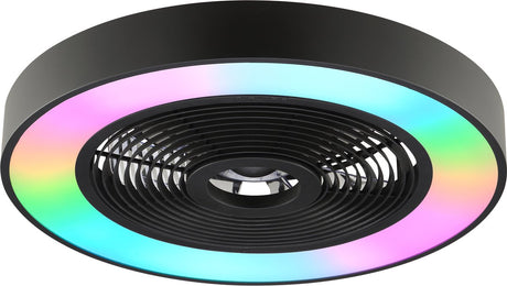 Brilliant Catania - ventilateur de plafond - LED 40W - CCT - 2700K-6500K - dimmable - ICRGB - veilleuse - minuterie - télécommande - noir