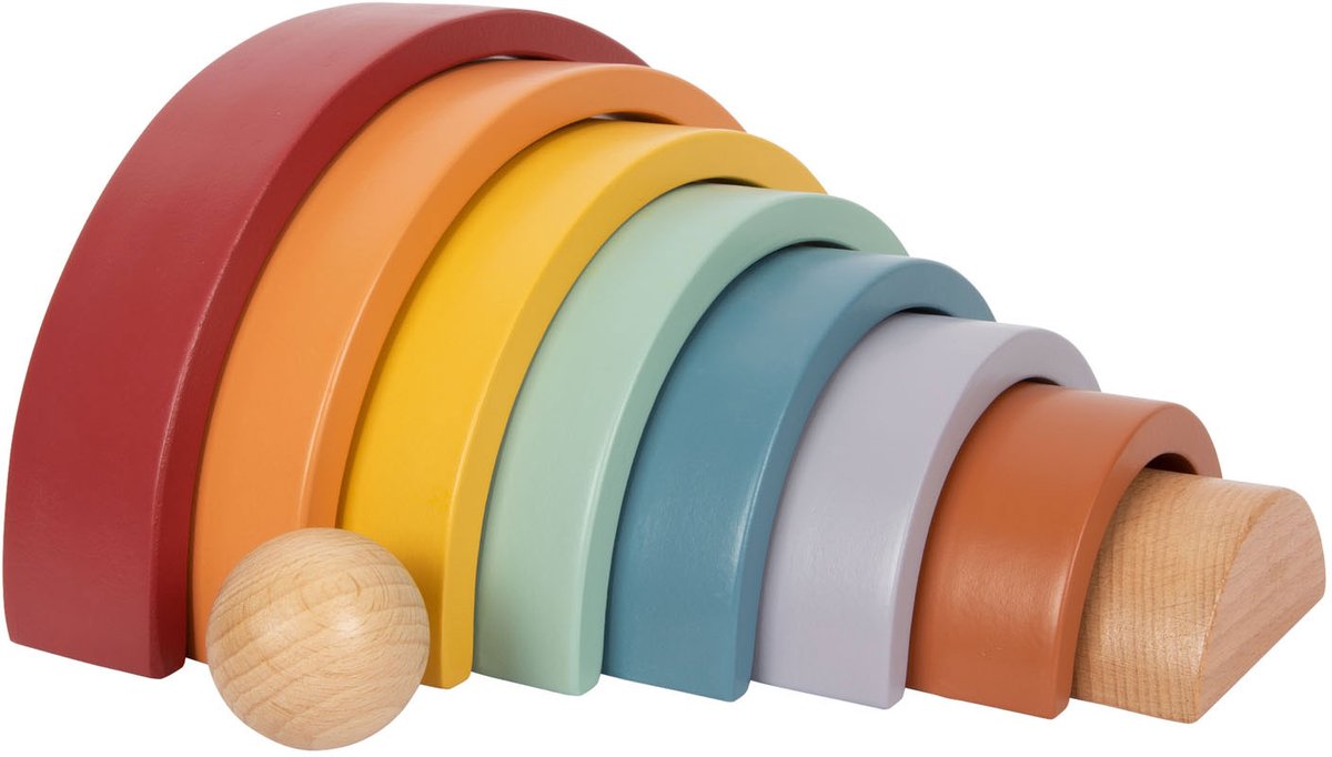 Small foot - arcs de construction arc-en-ciel en bois avec ballon,