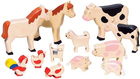 Ensemble d'animaux de la ferme en bois Goki, 12 pièces.