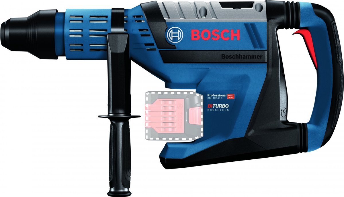 Perceuse à percussion sans fil Bosch professional gbh 18v-45 c - biturbo - sans batterie 18v ni chargeur - en étui