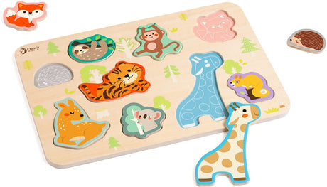 Puzzle animalier avec incrustations en bois du monde classique, 10 pcs.