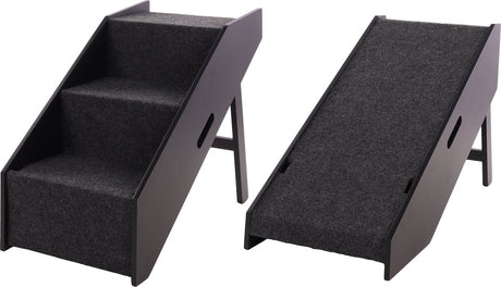 Marchepied pour chien Flamingo pino noir - Aide à l'entrée pliable 2 en 1 - 62x36x51 cm - jusqu'à 40 kg - escalier pour chien mdf