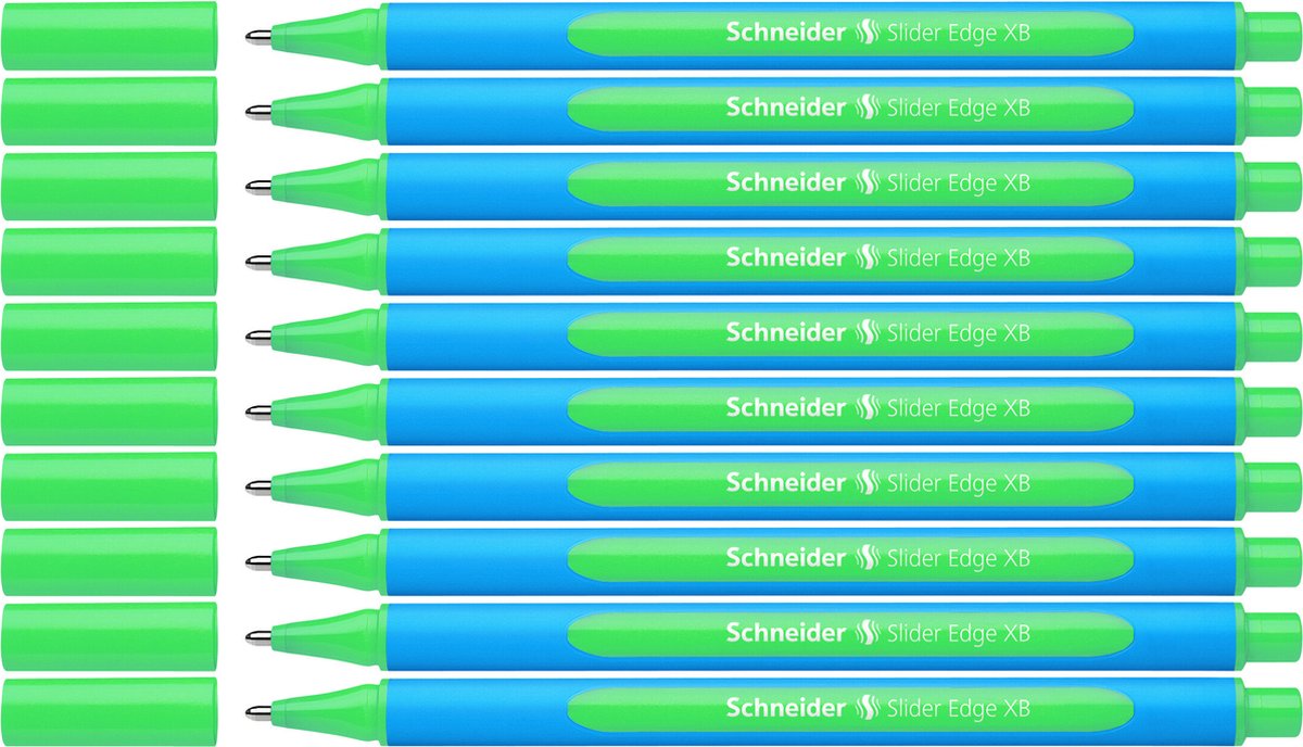 Schneider instruments d'écriture stylo à bille schneider - bord coulissant - plume xb - couleur d'écriture vert - 10 pièces - s-152204-10