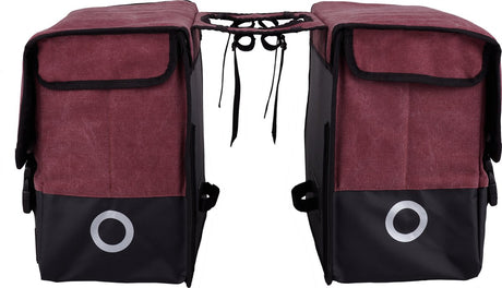 Sacoche de vélo double Willex - toile - réflexion - 48 litres - montage universel - violet rouge noir mat