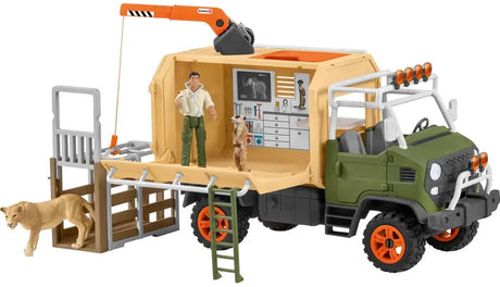 Schleich ensemble de figurines de jeu de la vie sauvage - grand camion de sauvetage d'animaux - jouets pour enfants pour garçons et filles - 3 à 8 ans - 10 pièces - 42475