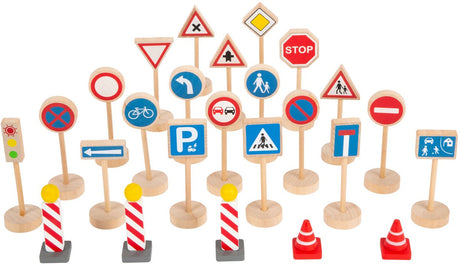 Small foot - jeu de mini panneaux de signalisation en bois, 25 pcs.