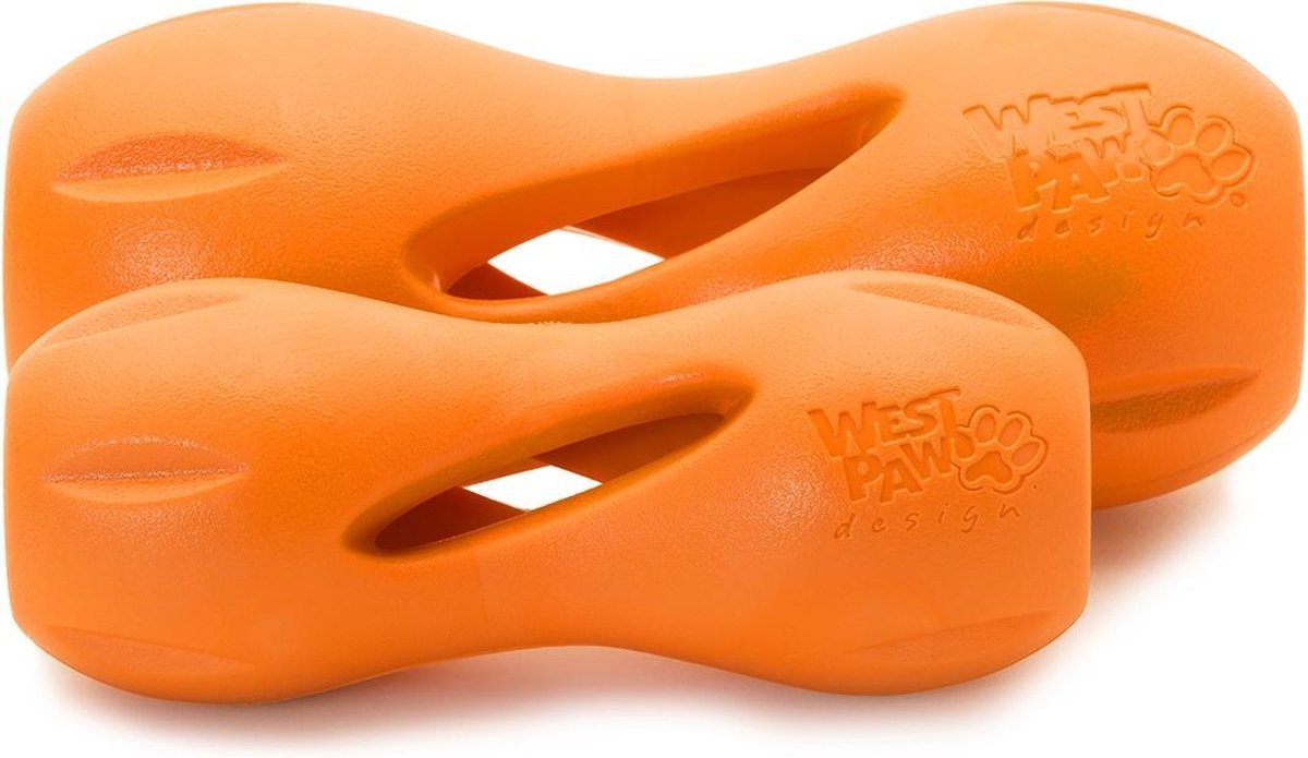Zogoflex west Paw qwizl - jouet pour chien - extra fort - à remplir de croquettes - orange - petit - 14 cm