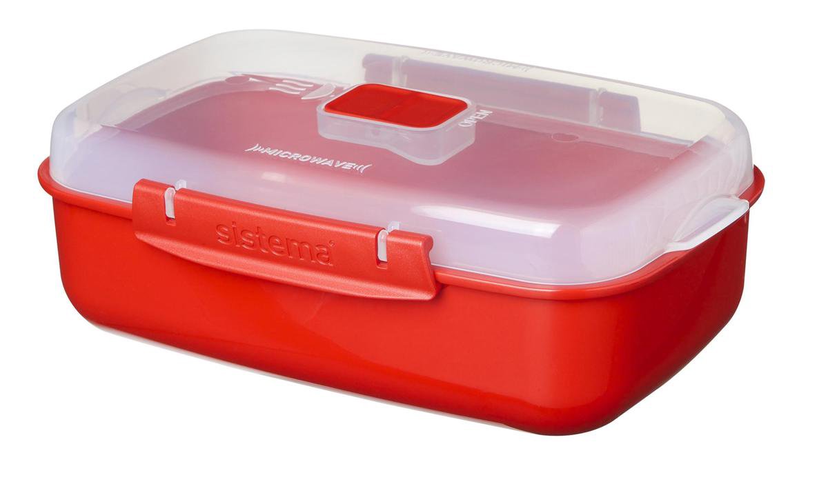 Assiette micro-ondes Sistema - passe au lave-vaisselle - avec valve vapeur - rouge - 1,25l