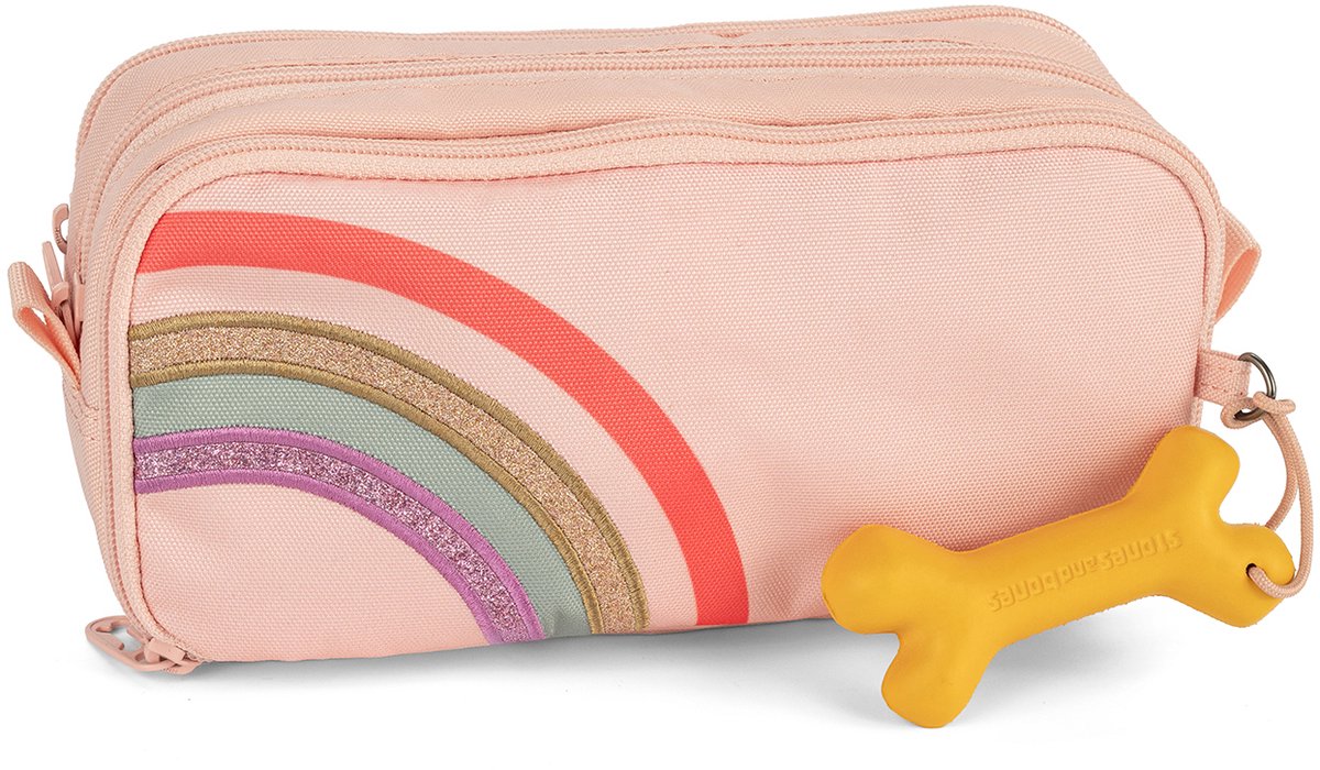 Stones and bones rowan 2.0 - etui - pennenzak voor kinderen - 3 vakken - rainbow - bloesem