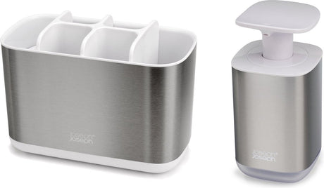 Joseph joseph organisateur de salle de bain - accessoires de salle de bain - lot de 2 - acier inoxydable - blanc argenté