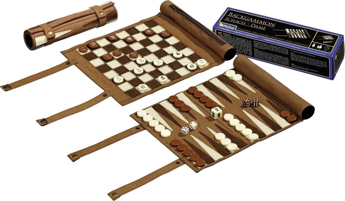 Rôle de voyage pour le backgammon, les échecs et les dames de Philos