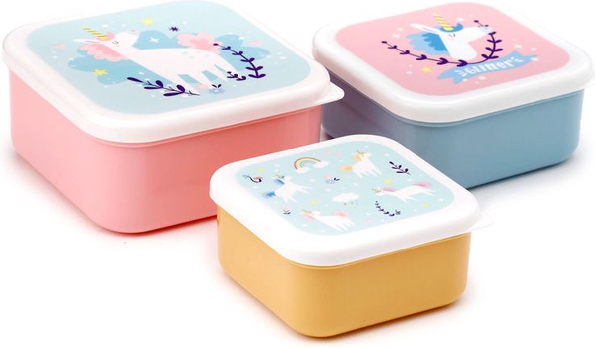 Coffret 3 lunch box s m l licorne magique