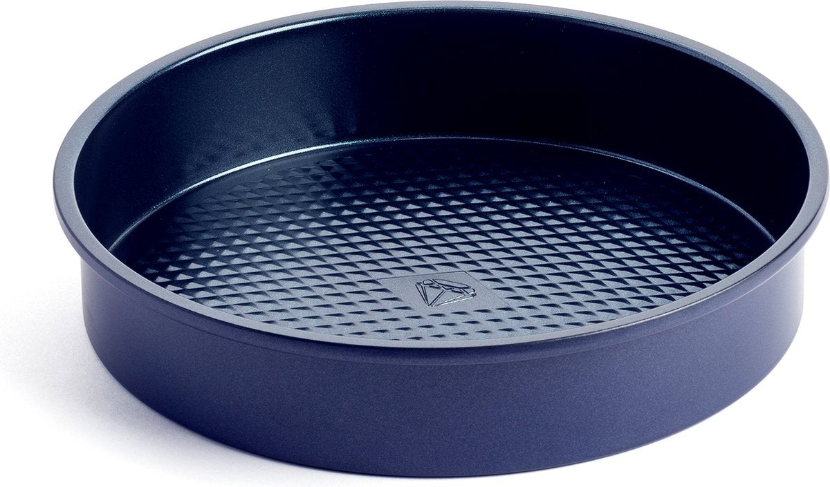 Moule à gâteau diamant bleu 22 cm - revêtement antiadhésif sans PFA - couche de cuisson en céramique - passe au four jusqu'à 230°c - rond - bleu
