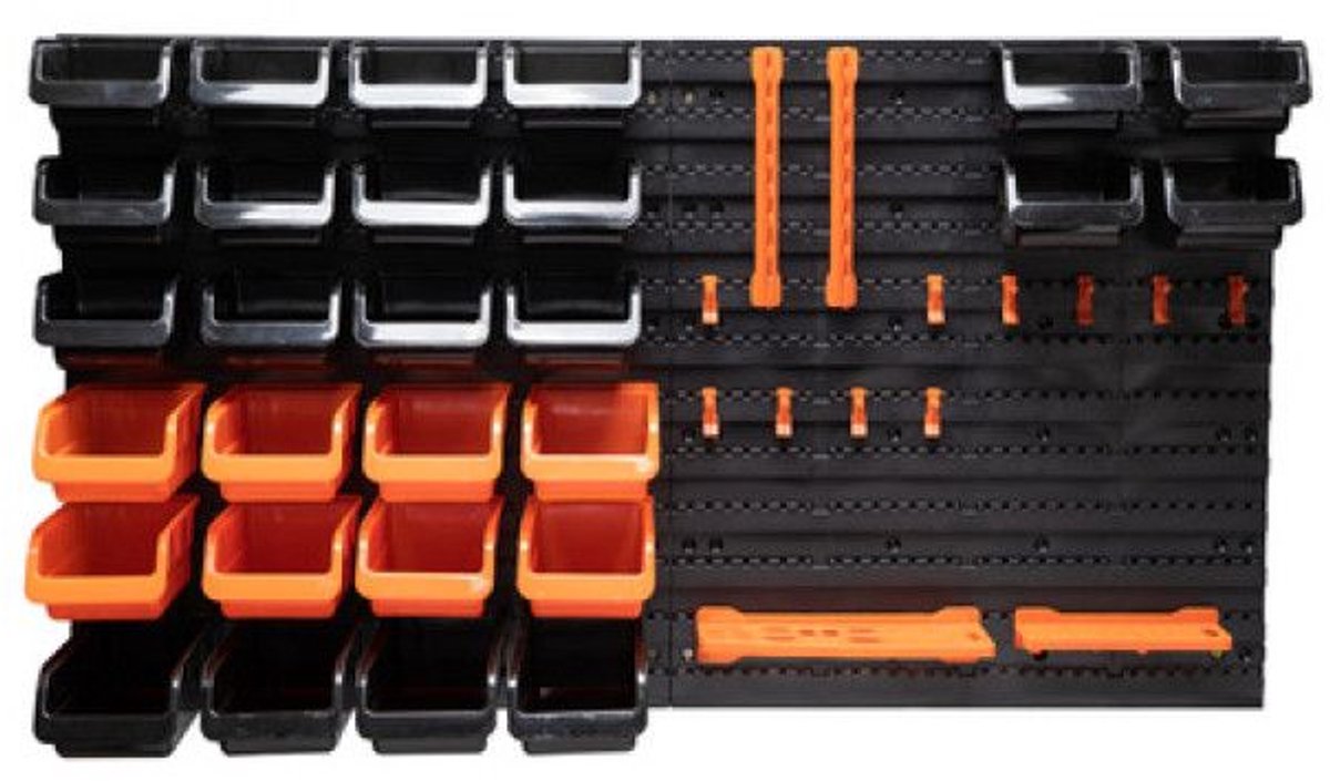 Planche à outils Black+decker avec plateaux de rangement et cintres - 98 x 23 x 43 cm - 43 pièces - mur à outils