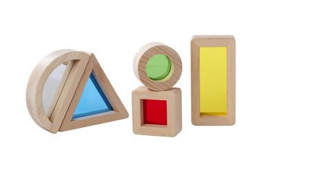 Eichhorn - blocs de construction en bois avec verre acrylique - jouets montessori - différentes formes et couleurs - arche avec miroir, triangle, rectangle, carré et cercle - coordination œil-main - jouets de développement - bébé tout-petit
