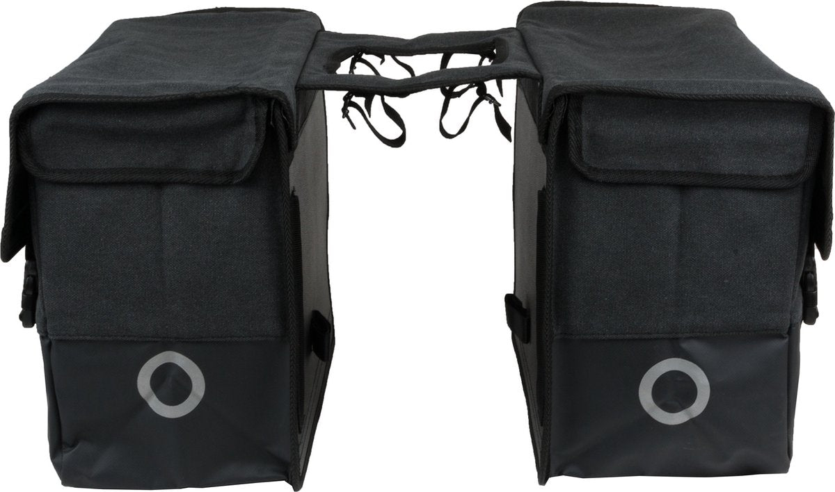 Sacoche de vélo double Willex - toile - réflexion - 48 litres - montage universel - noir noir mat