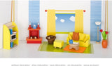 Meubles pour maison de poupée Goki : salon moderne 24 pièces (y compris accessoires, hors TVA)