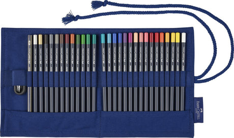 Faber Castell Faber Castell FC-114752 Trousse roll-up avec 27 crayons de couleur Goldfaber, 1 taille-crayon et 1 crayon Goldfaber 4B