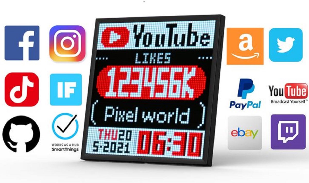 Divoom - pixoo 64 - écran LED pixel art - avec application - pour toutes vos notifications (26x26cm)