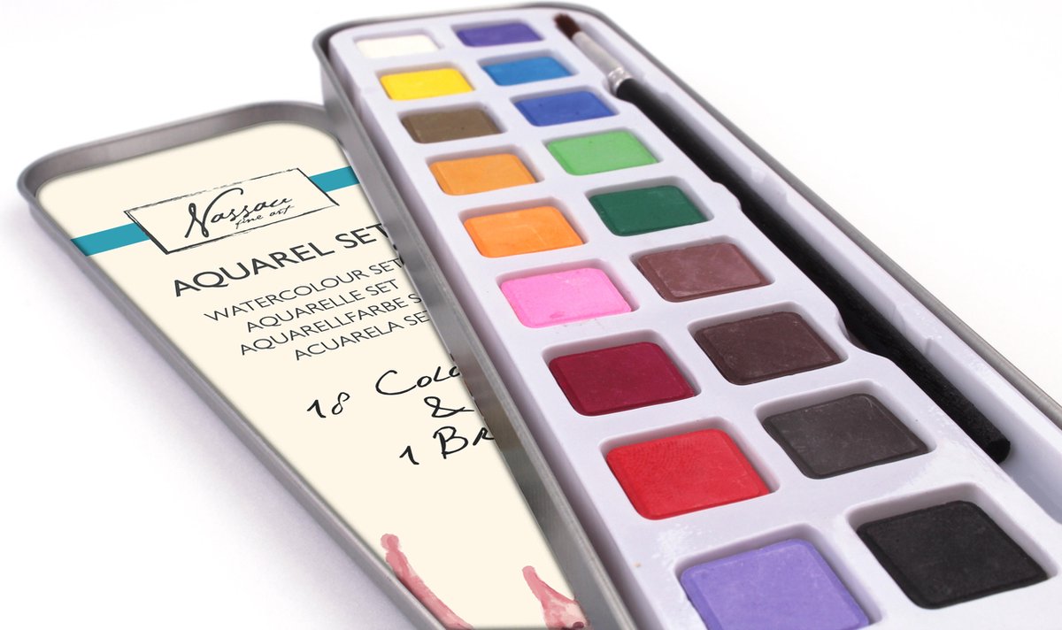 Ensemble de peinture aquarelle Nassau fine art nassau, 18 couleurs