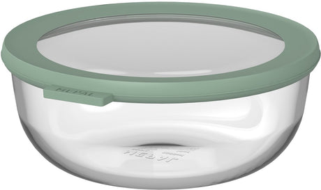 Mepal glazen vershouddoos rond cirqula - 1200 ml - glazen vershoudbakjes - hittebestendig tot 550 °c. zonder deksel - meal prep bakjes - nordic sage
