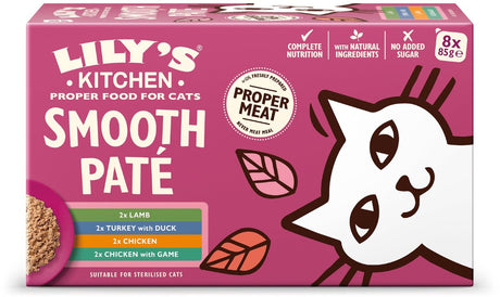 Nourriture humide pour chat Lily's Kitchen - multipack 8x85g - sans céréales, 65% de viande fraîche, riche en taurine